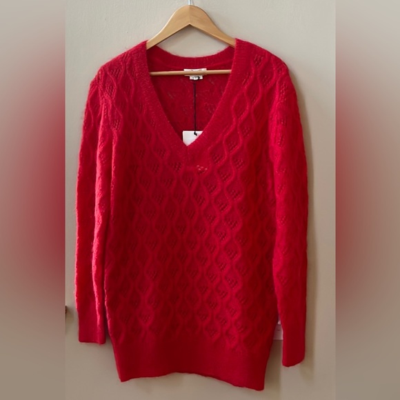 Bonpoint V-Neck Mohair Knit Pullover Red Sweater Size XL - Picture 2 of 10